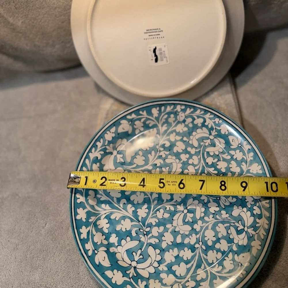 New Pottery Barn ‘Ava’ Floral Dinner Plate Set, S/4, Turquoise